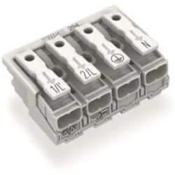 Mains connection terminal, 4 pole, 0.5-2.5 mm², clamping points: 20, white, push-in wire connection, 24 A, 294-5024