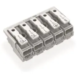 Mains connection terminal, 5 pole, 0.5-2.5 mm², clamping points: 25, white, push-in wire connection, 24 A, 294-5035