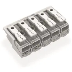 Mains connection terminal, 5 pole, 0.5-2.5 mm², clamping points: 25, white, push-in wire connection, 24 A, 294-5045