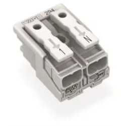 Mains connection terminal, 2 pole, 0.5-2.5 mm², clamping points: 10, white, push-in wire connection, 24 A, 294-5052