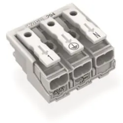 Mains connection terminal, 3 pole, 0.5-2.5 mm², clamping points: 15, white, push-in wire connection, 24 A, 294-5053