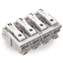 Mains connection terminal, 4 pole, 0.5-2.5 mm², clamping points: 20, white, push-in wire connection, 24 A, 294-5094/4025-000