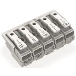 Mains connection terminal, 5 pole, 0.5-2.5 mm², clamping points: 25, white, push-in wire connection, 24 A, 294-5095/5025-000