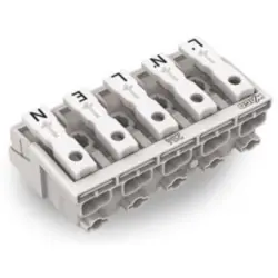 Mains connection terminal, 5 pole, 0.5-2.5 mm², clamping points: 25, white, push-in wire connection, 24 A, 294-5095/5027-000