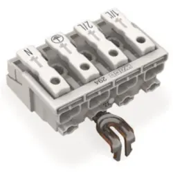 Mains connection terminal, 4 pole, 0.5-2.5 mm², clamping points: 20, white, push-in wire connection, 24 A, 294-5224
