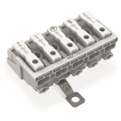 Mains connection terminal, 5 pole, 0.5-2.5 mm², clamping points: 25, white, push-in wire connection, 24 A, 294-5455