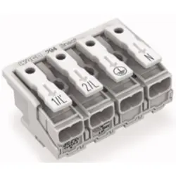 Mains connection terminal, 4 pole, 0.5-2.5 mm², clamping points: 4, white, push-in wire connection, 24 A, 294-8024