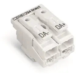 Mains connection terminal, 2 pole, 0.5-2.5 mm², clamping points: 4, white, push-in wire connection, 24 A, 294-8032