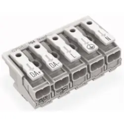 Mains connection terminal, 5 pole, 0.5-2.5 mm², clamping points: 4, white, push-in wire connection, 24 A, 294-8035