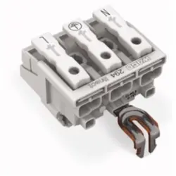 Mains connection terminal, 3 pole, 0.5-2.5 mm², clamping points: 4, white, push-in wire connection, 24 A, 294-8213