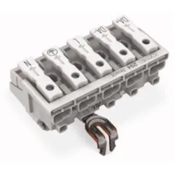 Mains connection terminal, 5 pole, 0.5-2.5 mm², clamping points: 4, white, push-in wire connection, 24 A, 294-8235