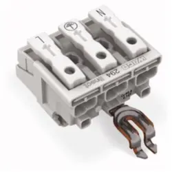 Mains connection terminal, 3 pole, 0.5-2.5 mm², clamping points: 4, white, push-in wire connection, 24 A, 294-8313