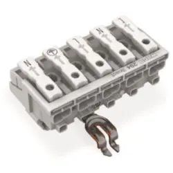Mains connection terminal, 5 pole, 0.5-2.5 mm², clamping points: 4, white, push-in wire connection, 24 A, 294-8315