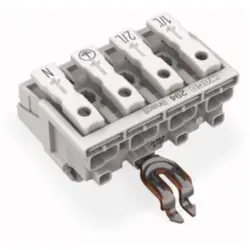 Mains connection terminal, 4 pole, 0.5-2.5 mm², clamping points: 4, white, push-in wire connection, 24 A, 294-8324