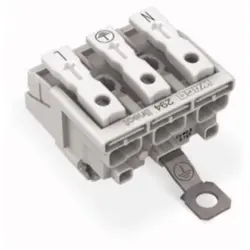 Mains connection terminal, 3 pole, 0.5-2.5 mm², clamping points: 4, white, push-in wire connection, 24 A, 294-8413