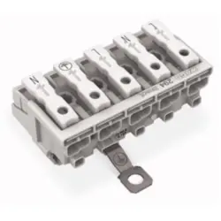 Mains connection terminal, 5 pole, 0.5-2.5 mm², clamping points: 4, white, push-in wire connection, 24 A, 294-8415