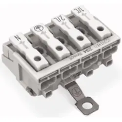 Mains connection terminal, 4 pole, 0.5-2.5 mm², clamping points: 4, white, push-in wire connection, 24 A, 294-8424