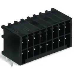 Pin header, 16 pole, pitch 3.5 mm, angled, black, 713-1428/105-000/997-406