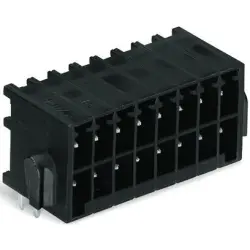Pin header, 16 pole, pitch 3.5 mm, angled, black, 713-1428/116-000/997-407