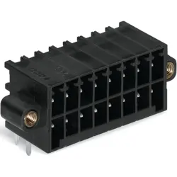 Pin header, 16 pole, pitch 3.5 mm, angled, black, 713-1428/117-000/997-407