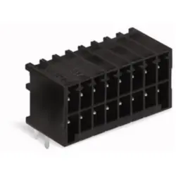 Pin header, 32 pole, pitch 3.5 mm, angled, black, 713-1436