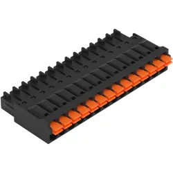 1-wire female connector, 14 pole, pitch 3.5 mm, straight, black, 714-114