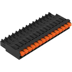 1-wire female connector, 15 pole, pitch 3.5 mm, straight, black, 714-115