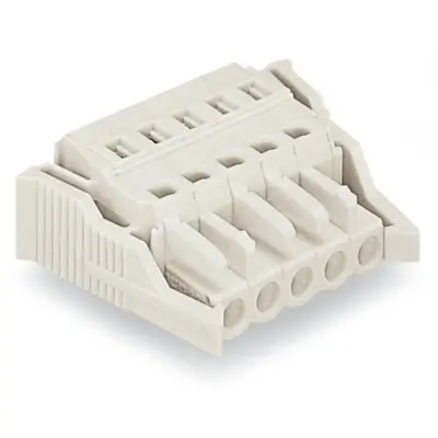 Socket header, 5 pole, pitch 5 mm, angled, light gray, 721-105/037-000 - 1