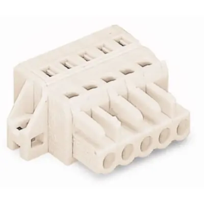Socket header, 6 pole, pitch 5 mm, angled, light gray, 721-106/031-000 - 1