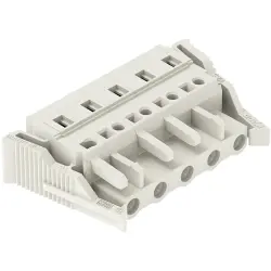 Socket header, 5 pole, pitch 7.5 mm, angled, light gray, 721-205/037-000