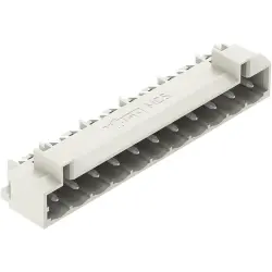 Pin header, 11 pole, pitch 5 mm, angled, light gray, 721-441/001-000