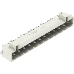 Pin header, 12 pole, pitch 5 mm, angled, light gray, 721-442/001-000