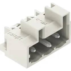 Pin header, 3 pole, pitch 5 mm, angled, light gray, 721-463/001-040