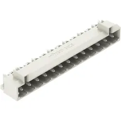 Pin header, 13 pole, pitch 5 mm, angled, light gray, 721-473/001-000