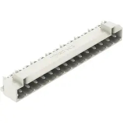 Pin header, 14 pole, pitch 5 mm, angled, light gray, 721-474/001-000