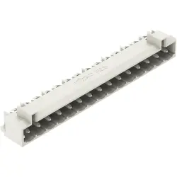 Pin header, 15 pole, pitch 5 mm, angled, light gray, 721-475/001-000