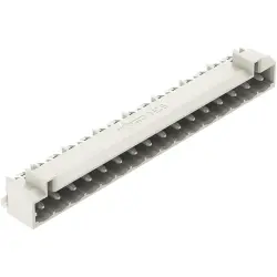 Pin header, 16 pole, pitch 5 mm, angled, light gray, 721-476/001-000