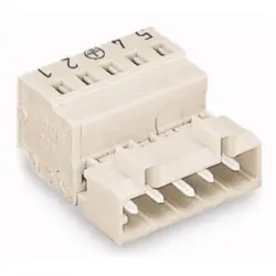 Pin header, 4 pole, pitch 5 mm, angled, light gray, 721-604/000-042