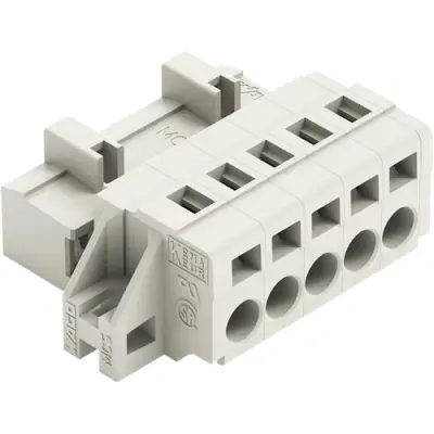 Pin header, 5 pole, pitch 5 mm, angled, light gray, 721-605/019-000 - 1