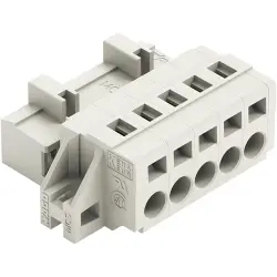 Pin header, 5 pole, pitch 5 mm, angled, light gray, 721-605/019-000