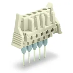 Female connector, 2 pole, pitch 5 mm, straight, light gray, 722-132/005-000/039-000