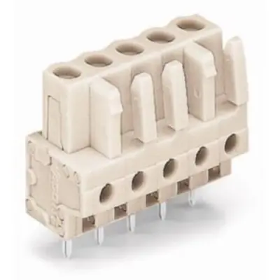 Socket header, 4 pole, pitch 5 mm, straight, light gray, 722-134 - 1