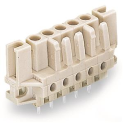 Socket header, 4 pole, pitch 5 mm, straight, light gray, 722-134/047-000