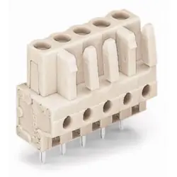 Socket header, 6 pole, pitch 5 mm, straight, light gray, 722-136