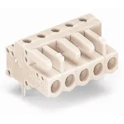 Socket header, 2 pole, pitch 5 mm, angled, light gray, 722-232