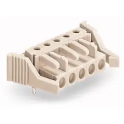 Socket header, 4 pole, pitch 5 mm, angled, light gray, 722-234/039-000