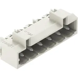 Pin header, 6 pole, pitch 5 mm, angled, light gray, 721-436/001-000