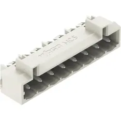 Pin header, 8 pole, pitch 5 mm, angled, light gray, 721-438/001-000