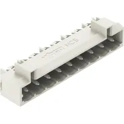 Pin header, 9 pole, pitch 5 mm, angled, light gray, 721-439/001-000