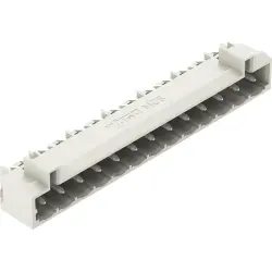 Pin header, 13 pole, pitch 5 mm, angled, light gray, 721-443/001-000